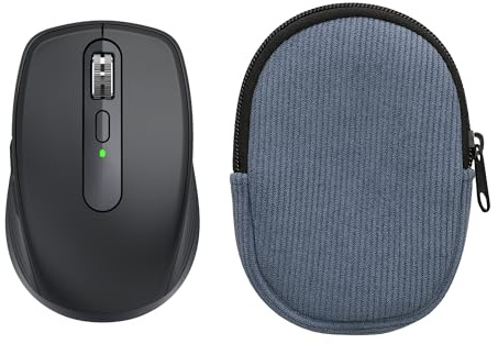 kwmobile Estuche Compatible con Logitech MX Anywhere 3 / Anywhere 3S Estuche Ratón - Funda para Mouse con Cremallera - Exterior de Pana e Interior de Neopreno - Azul Vintage