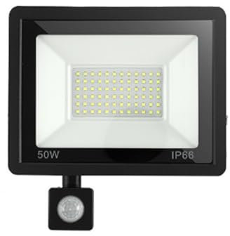 Vocdikficy Luz de Seguridad para Exteriores con Sensor de Movimiento: Reflector LED de 50 W Alimentado por Fuente de Alimentación Principal, Luz Pir Impermeable IP66