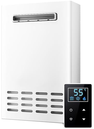 Chauffe-Eau Gaz GPL sans Réservoir pour Extérieur, 20 L/min à la Demande d'Eau Chaude avec Télécommande, 220 V Chauffe-Eau Résidentiel Instantané au Propane