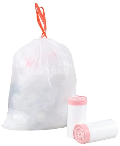 Nihenok Bolsas de basura de 20 L, 120 bolsas de basura con cordón y asa de corbata, bolsas de basura blancas