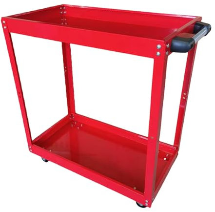 Chariot utilitaire roulant à 2 plateaux – Chariot de rangement mobile pour réparation de voiture, garage, atelier, mécanicien, outil de service robuste avec roues