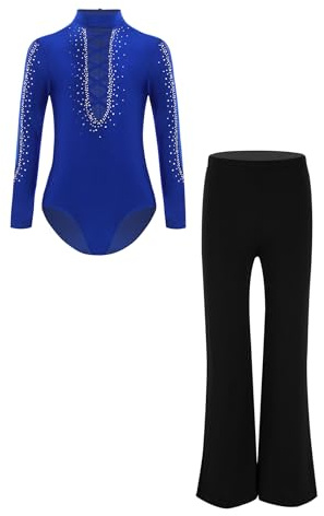 Vxuxlje Lateinischer Tanzanzug Für Jungen Langärmeliger Tanzanzug Strass Glitzer Body Latein Tanzhose Jazzpants