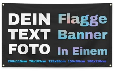Personalisiertes Banner/Flagge - Fahne selbst gestalten, mit Foto/Text/Logo, Außendekorationsbanner an - Geburtstagsfeier, Abschlussfeier, Festivalveranstaltung (150x90cm)