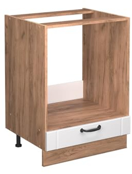 Vicco Herdumbauschrank Fame-Line, Weiß Landhaus, 60 cm, AP Eiche