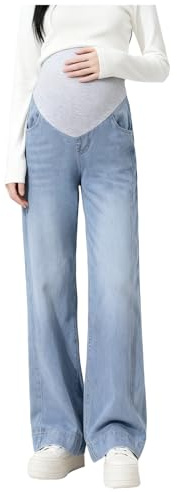 Pantalones vaqueros embarazados para mujer, cintura ajustable, corte ancho, pantalones vaqueros elásticos con bolsillos para mujeres pequeñas de hasta 170 cm, Style-01, XXL