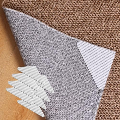 FuKuEn Carpet Corner Grips Washable Anti Slip Rug Stickers for Laminate Floor Non Slip Rug Underlay Cuttable Carpet Gripper for Wooden Floors Keep Corners Flat 8 pieces