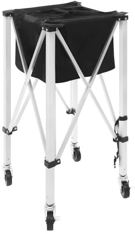 Loobiiny Chariot de rangement pliable avec sac de transport, porte-balles de tennis, panier à balles de tennis, chariot pour 150 balles de tennis