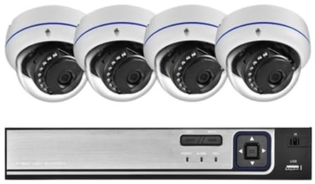 8MP Dome Riot Kamera-Set 4K Audio Video Outdoor-Heimkamerasystem 4 8CH Set Sicherheits-CCTV-Videoüberwachungsset Bewegungserkennung(None,8CH NVR and 4Cameras)
