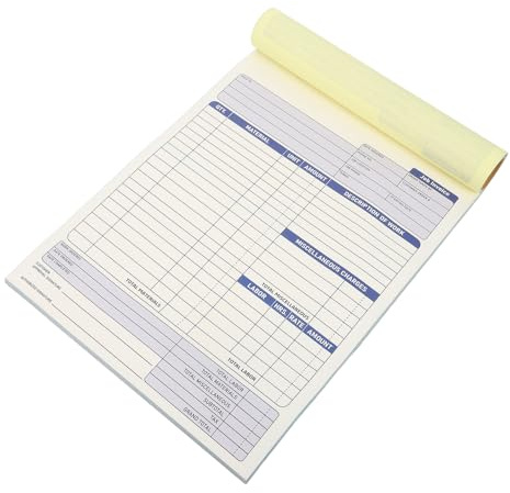 Mikikit Bloc de Factures Autocopiantes 2 Parties Carnet de 100 Pages sans Carbone Format A5 Couverture Rigide Gestion des Reçus et Commandes pour Petites Entreprises Fournitures de