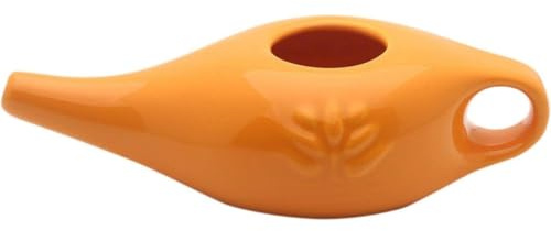 1 maceta Neti de cerámica, kit de lavado de nariz de cerámica para enjuague nasal y limpieza nasal, 250 ml (naranja)