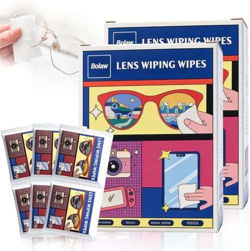 Lot de 200 Lingettes Nettoyantes pour Lunettes,Convient pour Lunettes Écrans, Smartphones et Appareils Photos,Elimine Les GraisseTraces de Doigts,Emballées Individuellement,Facile à Transporter