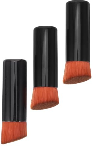 Amosfun Brochas para Base de Maquillaje en Color Negro Juego de 3 Diseño Portátil y Tubo Cerdas Suaves de Fibra Artificial para Aplicación Profesional y Viaje