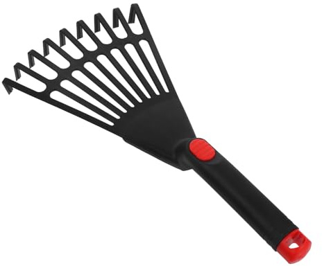 TOYANDONA Kunststoff Laubbesen Gartenrechen Schwarz Kleiner Handrechen für Gartenarbeit mit Glatter Oberfläche und Robustem Design für Garten und Pflanzarbeiten