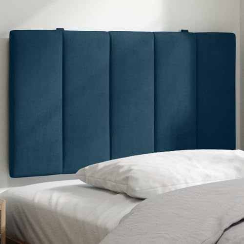 sephironlbb Kopfteil-Kissen Hanko Blau Samt 80 cm gepolstert mit Schaumstofffüllung, Wandkissen für Schlafzimmer, Polsterkopfteil mit Klettverschluss, Komfortable Rückenlehne für Lesen und Anlehnen