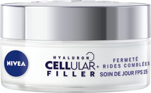 NIVEA Hyaluron Cellular Filler Soin de jour +Fermeté FPS15 (1x50ml), crème anti-âge enrichie en Magnolia & Acide Hyaluronique, soin visage femme pour tous types de peaux