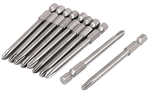 sourcing map 10Stück 5mm PH2 Magnetisch Schraubendreher Bit Schraubeinsatz | 75mm lang