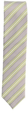 Silk Ties Krawatte Seide schmal Clubkrawatte Grau Grün Weiss Gestreift 6 cm