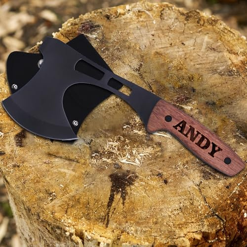 The Wedding Party Store Personalized Engraved Wood Hand Axe - Engraved Monogrammed Tomahawk Hatchet - Fathers Day Valentines Birthday Gift for Him