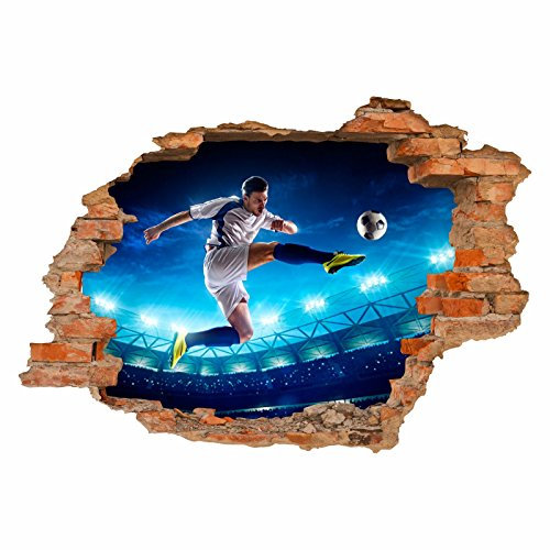 nikima - 032 Wandtattoo Fussballer - Loch in der Wand - Kinderzimmer Junge - in 6 Größen - coole Kinderzimmer Sticker und Aufkleber angesagte Wanddeko Wandbild Junge Mädchen Größe 750 x 520 mm