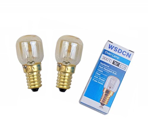 2 Pack, Fulfilled by Amazon, WSDCN E14 T25 25W 120V 120 Volt 125V 110V~130V Oven Light Bulb Heat Resistant Bulb 300'C