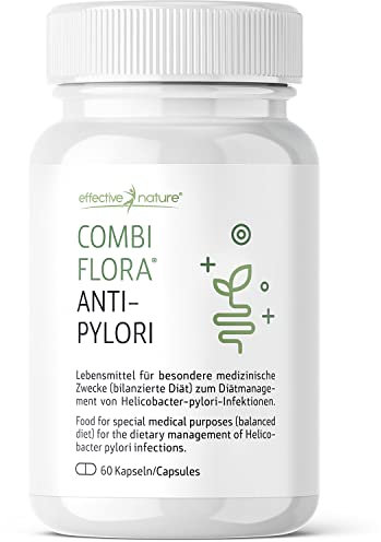 Combi Flora AntiPylori mit Pylopass - 60 vegane Kapseln - Hochdosiert mit 400 mg pro Tag - Bei Symptomen verursacht durch das Magenbakterium Helicobacter pylori