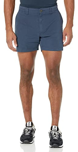 Amazon Essentials Pantaloncini Chino Slim Fit Elasticizzati Comodi e Senza Pieghe sul Davanti 13cm Uomo, Blu Marino, 32W