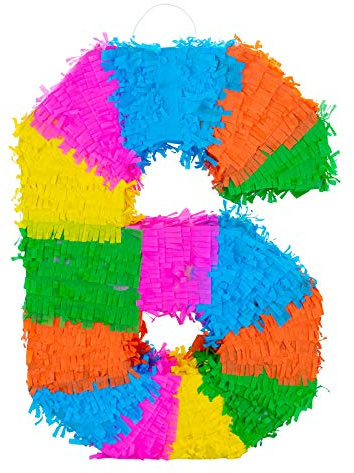 Fax Potato Number 6 Pinata | Party Accessory Decoration | 35 x 7.5 x 50cm - Green, Red, Yellow