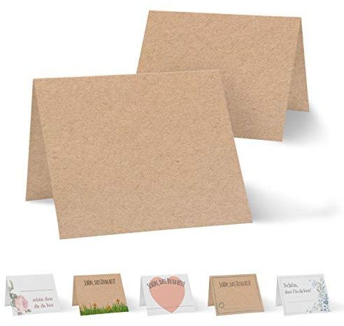 Partycards 50 Stück Tischkarten Blanko Hochzeit, Platzkarten für Kommunion Konfirmation, Namensschilder Geburtstag, Tischdeko Namenskarten Taufe, Tischdekoration, Namensschild,