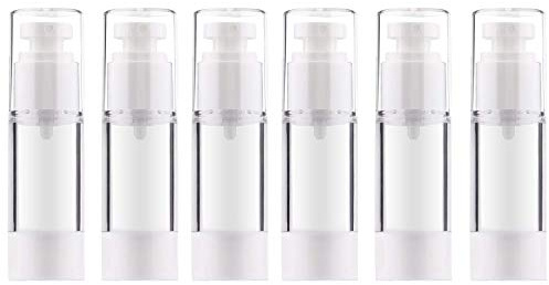 Alledomain 6 flaconi a pompa airless, ricaricabili, vuoti, trasparenti, da viaggio, per fondotinta, essenze, lozioni (30 ml)