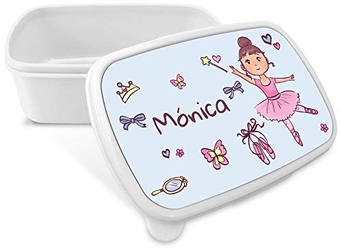 LolaPix Fiambrera Personalizada Infantil. Caja Merienda. Caja Almuerzo Infantil. Tuper Niño Colegio. Taper Niños Colegio Personalizado. Taper niña niño. COLOR A ELEGIR. Bailarina Rosa