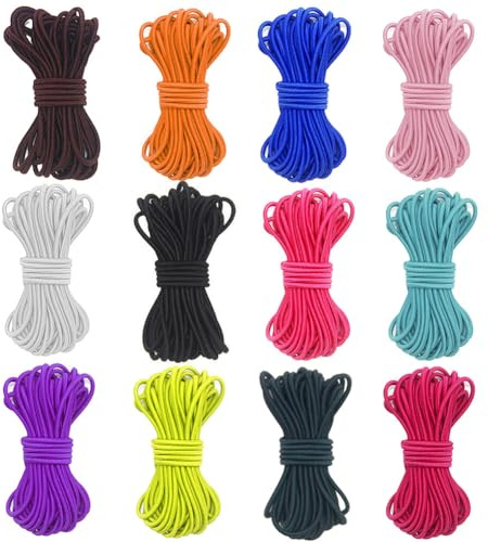 Gummiband für Armbänder 2mm 12 Stücke 60Yard Elastischer Faden für Armbänder Zum Basteln Buntes Armband Elastisch Schnur Kinder Gummikordel Handwerk Schnur Armband Elastisch für Nähen Perlenschnur