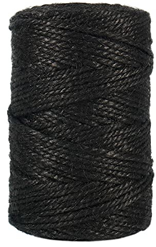 328 Feet 3mm Thick Natural Jute Twine, 3Ply Black Garden Twine Heavy Duty Industrial Packing Materials String Wrapping, Arts, and Crafts