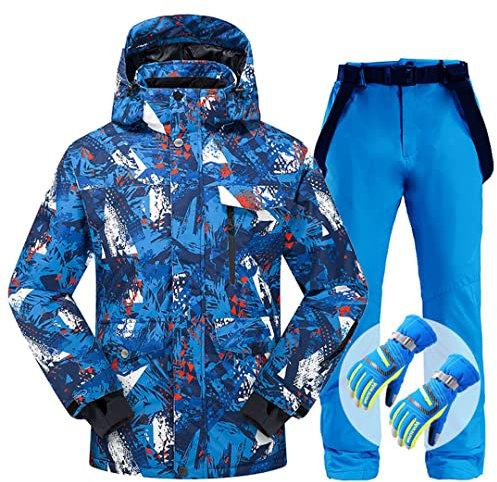 Winter-Skianzug für Herren, Skijacke, Hose, Thermo, wasserdicht, winddicht, für Skifahren, Snowboarden, Anzüge, Handschuh, Größe 15