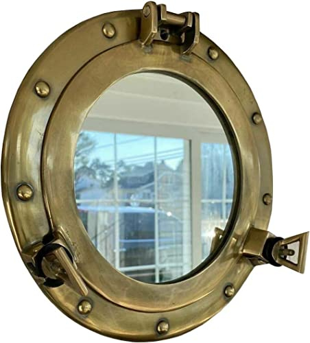 Antik Messing 22,9 cm Spiegel Bullauge Wandbehang nautische Heimdekoration