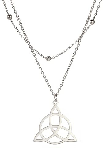 TEAMER Collana di stregoneria con nodo celtico in acciaio inossidabile con ciondolo geometrico, gioielli vintage per le donne