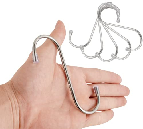 EMKE S Haken Edelstahl 20 Stück, Haken zum Einhängen Mehrzweckhaken 10cm klein Haken, S-Haken für Garderobe, Bad, Küche
