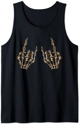 Hard Rock Métal Frites Fourchette Squelette Os Doigts Fan De Débardeur