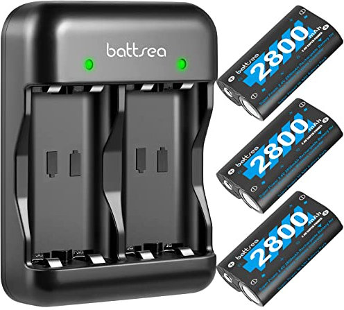 Battsea 3x 2800mAh Rechargeable Battery Pack for Xbox Controller with Fast Charger Station, Compatible with Xbox One/Series X/S Controller Accessories Kit
