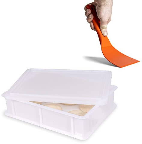 FUMOSA ital. Pizzaballen-Box Set »Home« (40x30x10) + flexibler Teigspachtel | Teigwanne Gärbox Teigbox Gärkiste