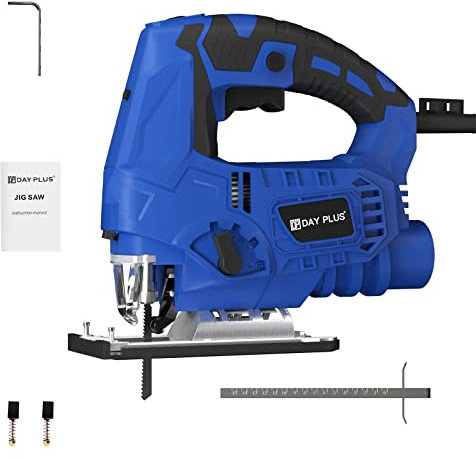Jigsaw 700W 2800RPM Jig Saw with Laser Guide, 6 Variable Speed, LED Light, 1 Saw Blade, Scale Ruler, 78.74 Inches Cord, ±45°Bevel Cutting Angle