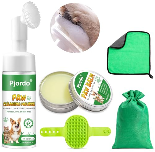 Pjordo Dog Paw Cleaner - No-Rinse Pet Paw Cleanser for Dogs, Repairs Dry Cracked Paws, Protector Kit for Pet Foot Care