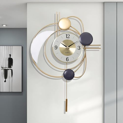GERHWASH Orologio da Parete Design Oro Orologio da Muro Moderno Silenzioso Creatività Decorativo Orologi Cucina Grande per Soggiorno Camera da Letto Cucina o Ufficio 71cm