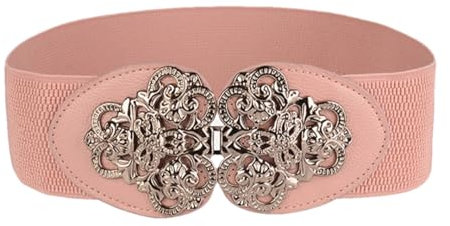 Disimlarl Frauen Bohemian Mantel Gürtel Breite Taille Schnalle Elastizität Elastische Kummerbunds, rose, One size