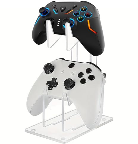 ARHAR Support Manette，Support Casque en Acrylique，Transparent Deux Étages Support de Manette，Porte Casque Gaming Support d'Écouteurs pour Maison, Le Bureau, Le Studio et la Chambre à Coucher.