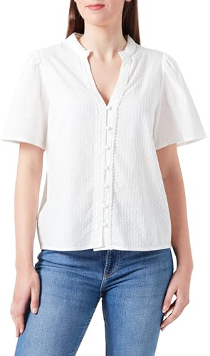 Y.A.S Women's Yastia Ss Top S. Noos Short-Sleeved Blouse, Star White, Large