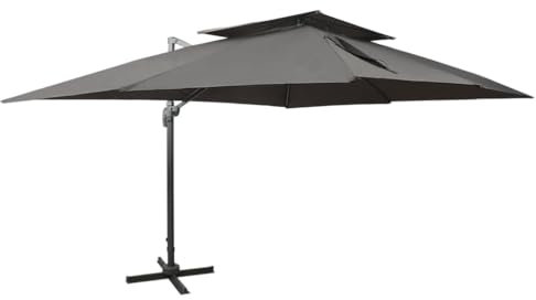 Parasol de jardin en porte à faux avec double toit anthracite