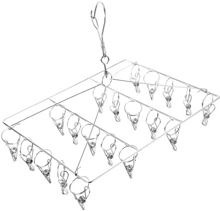 Ciieeo Séchoir À Chaussettes en Acier Inoxydable 20 Pinces Cintre À Linge pour Chaussettes Cintre À Chaussettes pour Corde À Linge