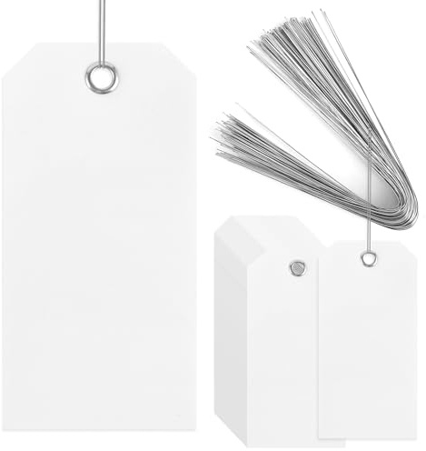 200 etiquetas con ojales de 120 x 60 mm, alambre de hierro plástico rígido, sólidas, duraderas, prácticas