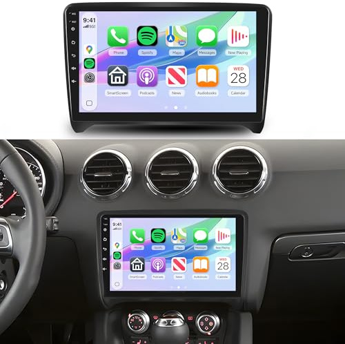 Rimoody Android 2G+64G Wireless CarPlay Radio for Audi TT 2008-2014, Car Stereo Android Auto Mirror Link Bluetooth FM/RDS GPS WiFi 9 Inch Touch Screen EQ SWC Backup Camera