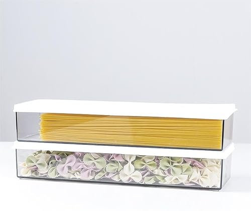 2 Pack Airtight Pasta & Food Storage Containers with Lids - 1100ml/37oz BPA-Free Stackable Kitchen Organizers for Spaghetti, Noodles, Cereal & More, Refrigerator Safe Plastic Pantry Storage Boxes